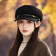 CTRLEND British retro octagonal beret women's autumn and winter face-showing small versatile duck hat winter warm painter newsboy hat black