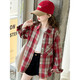 Girls Autumn Plaid Shirt 2025 New Style Casual Big Children Spring and Autumn Korean Style Shirt Loose Jacket Brown 170