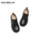 Belle British Style Loafers Children's Shoes 2026 Spring New Mall Same Texture Velcro Small Leather Shoes A6001A86 Black 34