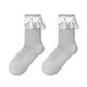 Pami polka dot socks for women, spring and autumn mid-calf socks, vertical striped lace cotton socks, miu style with small leather shoes, long socks, light gray - pack 1 pair, one size fits all (suitable for sizes 36-39)