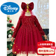 Disney Girls Dress Spring and Autumn Children's High-end Fashion Sequin Princess Dress Children's Red 20 Red Velvet Style Delivery Veil (one size smaller) 100 cm