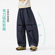 Xiaoyinman children's clothing girls' scimitar paratrooper jeans pleated design 26 spring middle and large children's girls casual pants dark blue 120