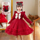 HAL.DUCK Girls' New Year's Clothes Fashionable Autumn and Winter Skirts Children's Dresses Winter Clothes Little Girls New Year's Winter Princess Dresses 2586 Red Free Tiara 110 cm
