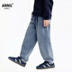 Annil children's clothing boys' full-waist denim pants 2026 spring new style medium blue denim 110