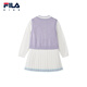 FILA children's clothing dress 2026 spring new style girls and children's fake two-piece woolen pleated skirt cloud white-WT 120