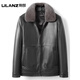 LILANZ official genuine leather jacket for middle-aged and elderly men, short mink fur one-piece top-layer cowhide jacket for father, autumn and winter fur, first-layer cowhide + gray mink collar + mink and mink liner - flagship model 3XL 145-155Jin Jin is equal to 0.5 kg