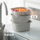 Frost Mountain Drainage Basket Set Multi-layer Microwaveable Household Rice Basket Water Filter Living Room Kitchen Fruit Wash Basin Drainable Water Storage White (21*21*12cm)