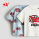 H&M 2026 spring new children's clothing baby boy 2-piece printed T-shirt 1315882 light blue/Cars 90 90/52 (1.5-2Y)