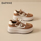DAPHNE Daphne thick-soled plus velvet sneakers for women winter new retro all-match heightening sports and leisure platform shoes for women camel plus velvet heel height 6.5cm 38 (240mm) standard size