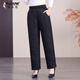 Woodpecker cotton pants for the elderly, women's velvet thickening, warm pants for outerwear, solid color grandma casual pants, elastic waist, winter, black 3XL recommended 120-135Jin Jin equals 0.5kg