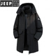 JEEP SPIRIT冬款新款加厚长款情侣羽绒服时髦简约帽子可拆卸经典立领英爵伦男 黑色 S
