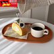 Tuojin oval imitation wood grain tray ins style tea tray water cup storage tray imitation wood grain oval tray small size