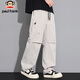 Paul Frank Pants Men's Winter Trendy Casual Pants Men's Loose Straight Overalls Men's Long Pants Light Gray XL