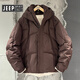 JEEP SPIRIT Зимняя утепленная пуховая куртка Jeep Мужская модная и универсальная простая теплая куртка на утином пуху Холодостойкая куртка с капюшоном фиолетового цвета L Рекомендуемый вес (130 Цзинь Цзинь соответствует 0,5 кг - 145 Цзинь Цзинь соответствует 0,5 кг)
