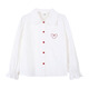 Xiaoyinman children's clothing girls pure cotton shirts with love embroidery 26 spring fashion lapel tops for middle and older children, white 120