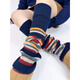 Kuiying (kuiying) Korean style autumn and winter warm wool socks for women long striped college style calf slimming pile socks ins trend gray color striped socks 1 pair one size