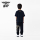 BOY JUNIOR boys' new spring and summer loose short-sleeved T-shirt black 130