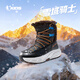 Jordan men's snow boots winter velvet warm long cotton shoes children's casual shoes black/Keller blue 39
