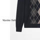 Massimo Dutti new season special 2026 men's classic retro diamond pattern high-end Polo collar long-sleeved sweater 01190218 Navy Blue M (180/96A)