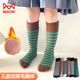 MiiOW Children's Socks Autumn and Winter Plus Velvet Thickened Stockings Men's and Women's Winter Simple Striped Mid-calf Warm Socks Black and White/Strip + White and Black/Strip/2 Pairs One Size Straight 1-12 Years Old