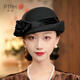 Buta autumn and winter woolen hat small top hat British retro ins style woolen beret stereotyped hat temperament retro hat black