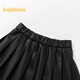 Balabala shopping mall same style children's clothing children's short skirt girls 2026 new spring and autumn imitation leather pleated skirt black 90001 90