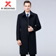 KBXNG Jinba 2025 Autumn and Winter New Business Men's Plush Coat Jacket Middle-aged and Elderly Plus Velvet Thickened Long Woolen Navy Single Liner 3XL 190/104A