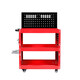 Bay window three-layer tool cart multi-functional auto repair three-tier tool cabinet car repair mobile shelf drawer type trolley red extra thick model three height levels adjustable