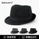 SOOKI Men's Jazz Hat Autumn and Winter British Style Top Hat Fashionable Warm Retro Versatile Casual Middle-aged and Old Dad Gentleman Hat Black M (56-58cm)