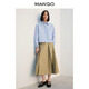 MANGO women's shirt 2026 spring new cotton shirt straight short versatile blue shirt light blue M