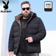Playboy Plus Size Men's Down Jacket Fat Business Casual Hooded Winter Thickened Men's Dad Down Jacket Black Zj Hat Detachable L 7x Wear 240-260Jin Jin is equal to 0.5 kg