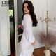 LISM designer international light luxury brand white dress can be worn at ordinary times 2026 new spring short style lady style white M