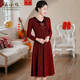 Wang Xiaoya mother's wedding banquet high-end dress 2026 spring new style Xi Granny red noble and western style dress burgundy L