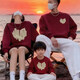 2025 new red Christmas parent-child family portrait sweatshirt burgundy (hooded_spring and autumn) 90 cm baby girl