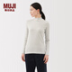 MUJI women's raised ribbed woven half turtleneck long-sleeved T-shirt tops bottoming shirt for women with spring and autumn women's stripes off-white stripes M (160/84A)