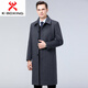 KBXNG Jinba 2025 Autumn and Winter New Business Men's Plush Coat Jacket Middle-aged and Elderly Plus Velvet Thickened Long Woolen Navy Single Liner 3XL 190/104A