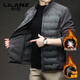 LILANZ thin down jacket for men in autumn and winter, warm spliced polar fleece, middle-aged white duck down jacket, short fleece jacket, off-white L