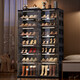 Pupan installation-free shoe box shoe cabinet folding shoe shelf home door storage cabinet all-in-one wall artifact home black 3 columns 10 layers 30 compartments can hold 60 pairs of shoes