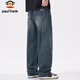 大嘴猴（paul frank）牛仔裤男士冬季拼接工装裤子男潮牌休闲裤阔腿男裤 怀旧蓝色 XL