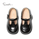 Snafy girls black leather shoes spring new 2026 little girl T-shaped campus soft sole non-slip baby shoes truffle black 25 feet length 15.55cm
