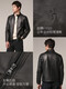HAZZYS Autumn Selection Men's Fitted Jacket Casual Commuting Leather Jacket Warm Broad Top Black One Size 190/112A 56