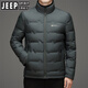 JEEP SPIRIT Men's Short Down Jacket Winter New Thin Goose Down Jacket Warm Thickened Men's Jacket Gray Green M 170