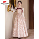 Pierre Cardin Engagement Dress Women 2025 New Style Spring Long-Sleeved Toast Wear Bridal Fashion Slim Dress Champagne 2XL