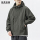 MARK FAIRWHALE Jacket Men's Winter Outdoor Work Jacket Men's Trendy Casual Hooded Top Gray Green XL