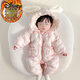 Disney's thickened baby jumpsuit cotton winter clothing new winter baby romper super cute going out for 100 days outing clothing children big ear lace hat thickened and velvet outing clothing - pink 73cm 73 size (3-6 months 16Jin Jin equals within 0.5kg)