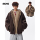 OEMG reversible imitation rabbit fur mountain carving cotton jacket for men in autumn and winter, thickened warm trendy brand jacket, brown color, reversible XL, recommended 110-130Jin Jin equals 0.5kg