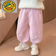 G.duck little yellow duck girls' one-piece velvet pants autumn and winter 2025 new baby girl's velvet thickened sweatpants children's winter break pink 120 cm recommended height 111-120