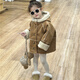 Disney children's fleece coat winter style for boys and girls baby suede thickened fur all-in-one coat little girl winter coat khaki 90 cm