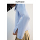 MANGO women's shirt 2026 spring new cotton shirt straight short versatile blue shirt light blue M