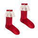 CHUU Lace Mid-calf Socks Women's 2026 Spring New Angora Red Letter Embroidered Knitted Socks Retro Red